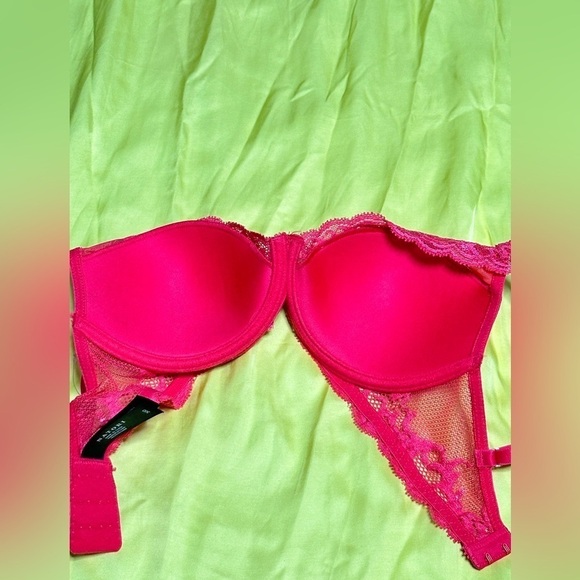 BRA Natori 30D Coral 730023 Plunge Lightly Padded Lace 3453 PS - Picture 7 of 10